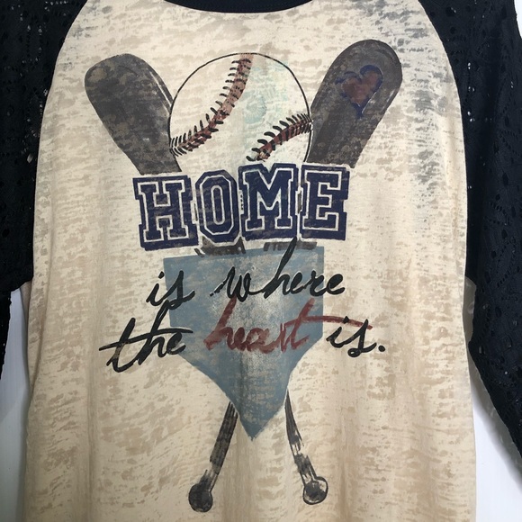 NWT Baseball Home Is Where The Heart Is Raglan Tee - Picture 2 of 6